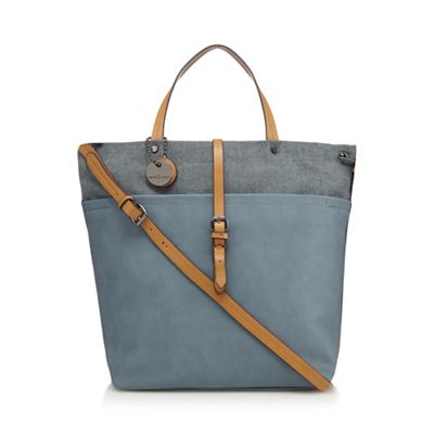 Light blue canvas trim shopper bag